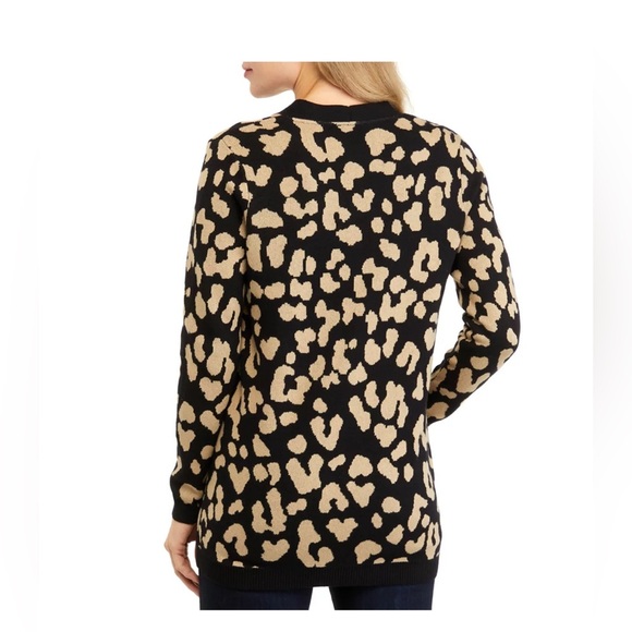 Kim Rogers Black and Tan Animal Print Cardigan. Sz. M - Picture 4 of 7